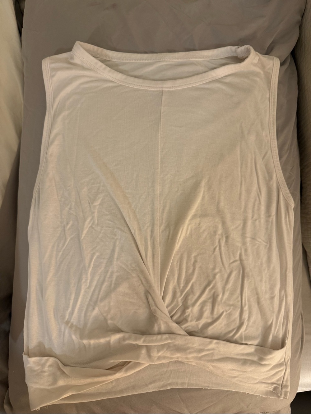 Women's Cream Knot-Front Sleeveless Top